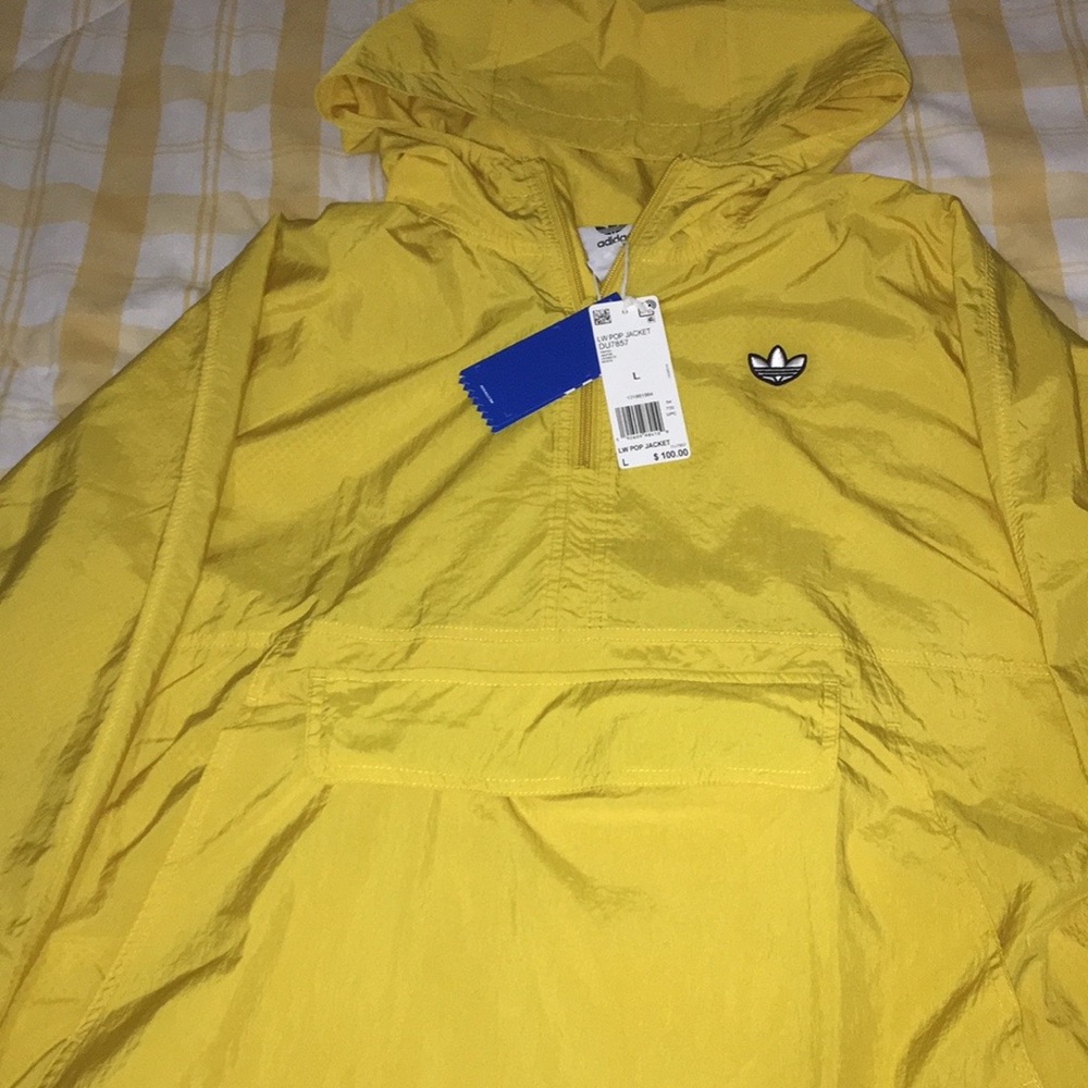 Large Yellow Adidas Windbreaker